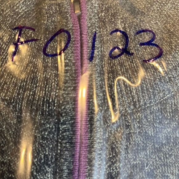 Alan Flusser 1/4 Zip Sweater Charcoal blend with Purple Zip and Collar Large - Picture 7 of 7